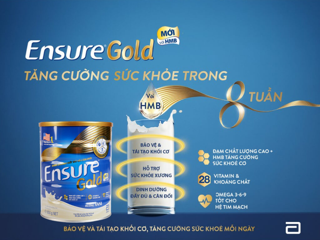 Sữa bột Ensure Gold vani lon 850g giá tốt tại Bách hoá XANH