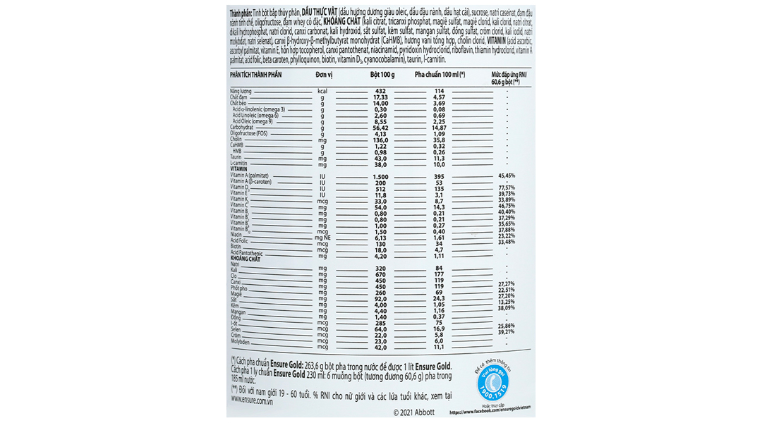Thực phẩm dinh dưỡng y học: Ensure Gold lon 850g - 9