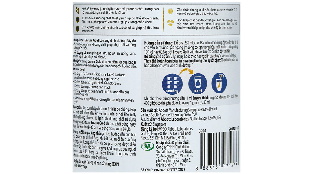 Thực phẩm dinh dưỡng y học: Ensure Gold lon 850g - 10