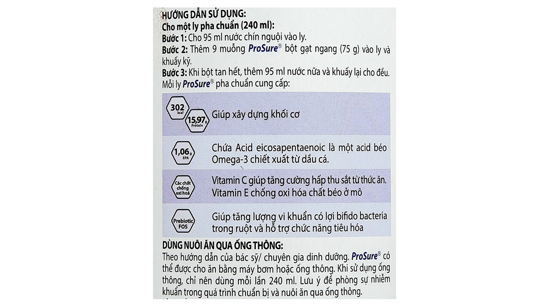 Sữa bột Prosure bổ sung dinh dưỡng cho người sụt cân do bệnh hương vani ...