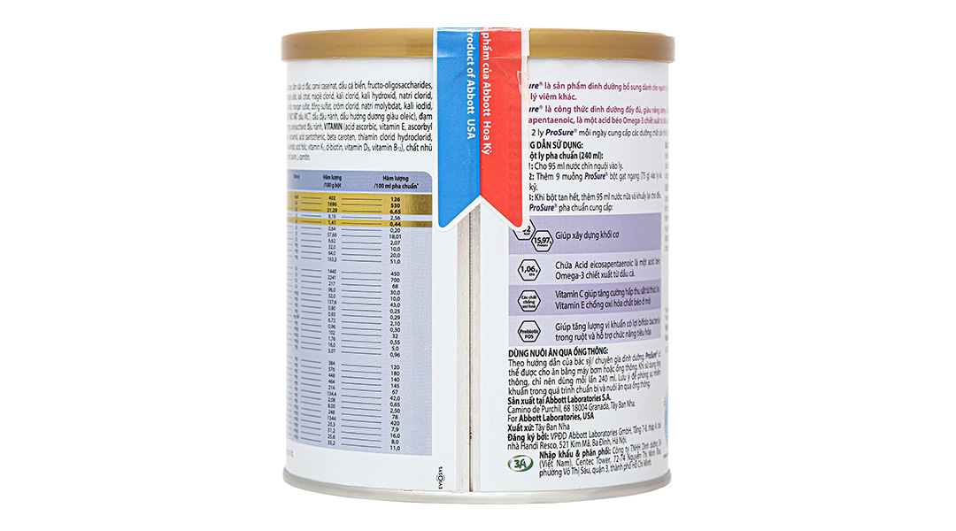 Sữa bột Prosure bổ sung dinh dưỡng cho người sụt cân do bệnh hương vani ...