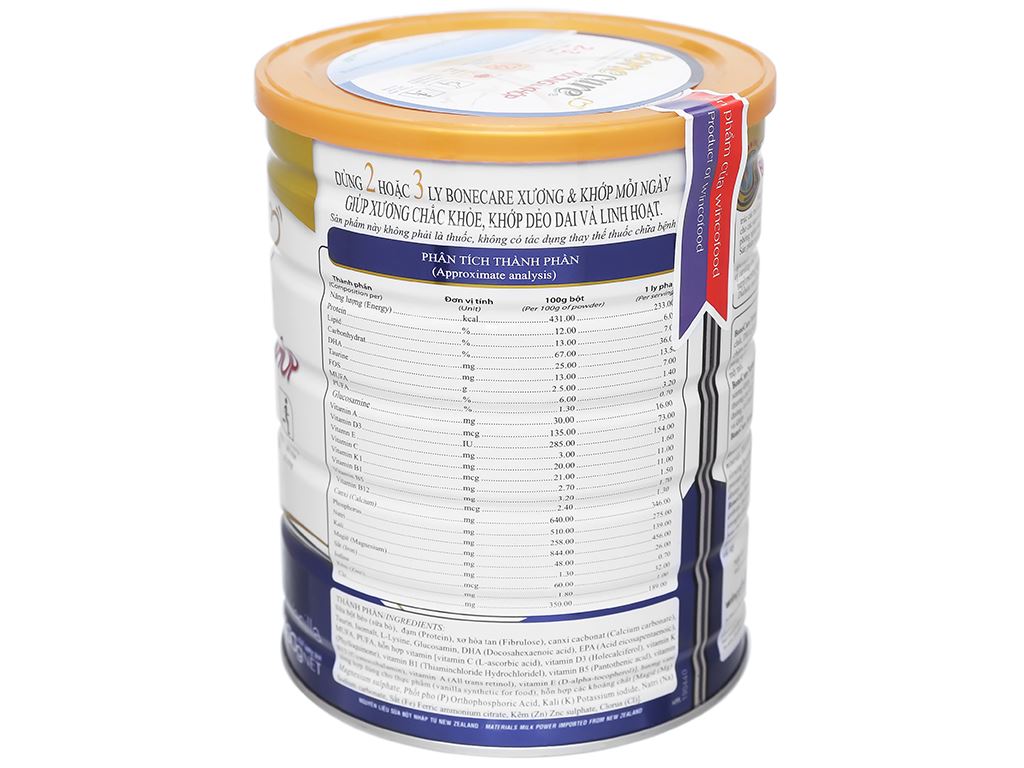 Sữa bột Wincofood BoneCare Xương & Khớp hương vani lon 900g 3