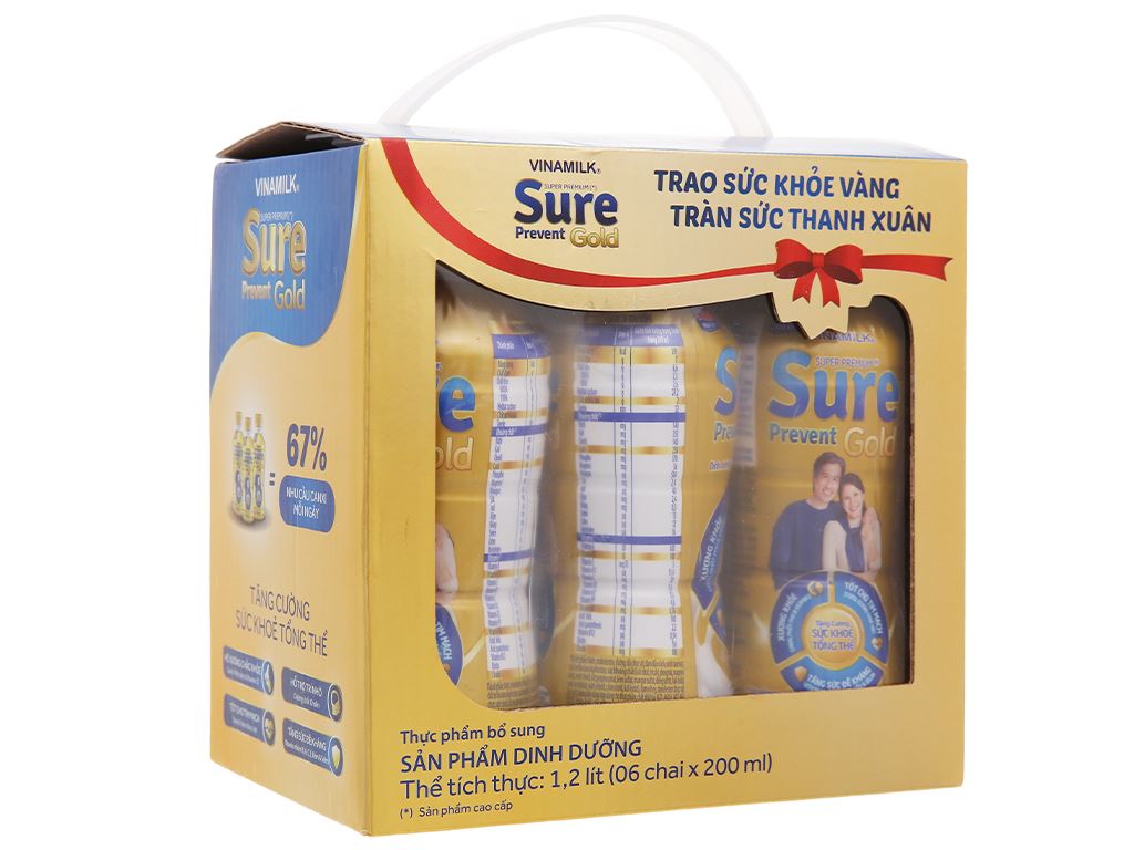 Thùng 24 chai sữa dinh dưỡng pha sẵn Vinamilk Sure Prevent Gold 200ml 3