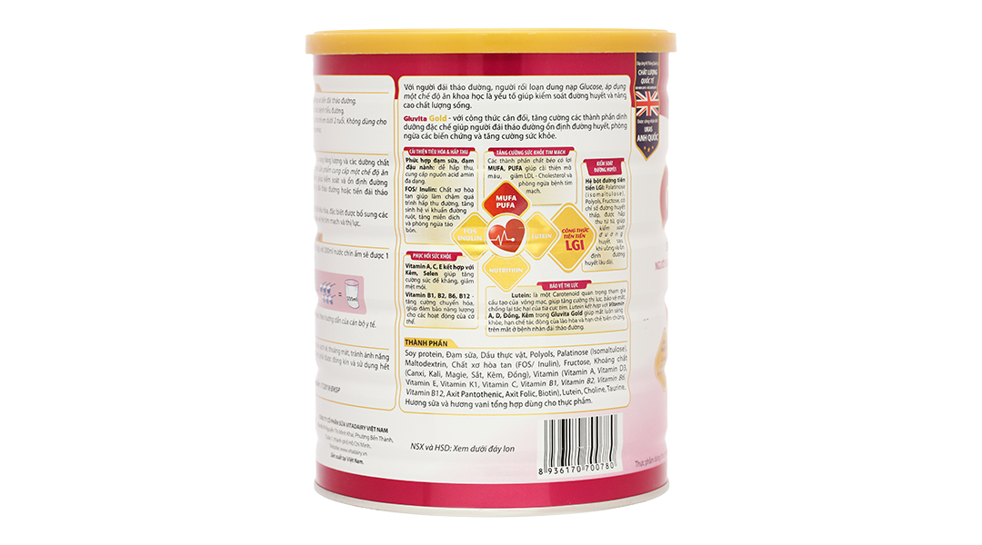 Sữa bột Gluvita Gold bổ sung dinh dưỡng cho người đái tháo đường