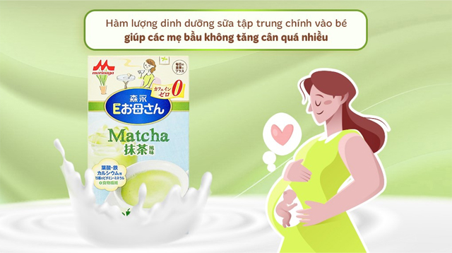 Sữa bầu Morinaga hương trà xanh 216g giúp các mẹ bầu không tăng cân quá nhiều