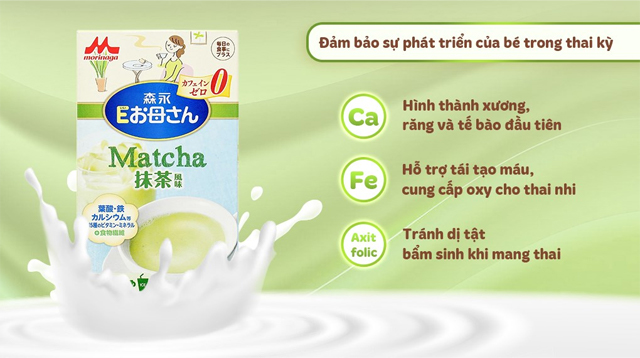 Sữa bầu Morinaga hương trà xanh 216g có khả năng đảm bảo sự phát triển trong thai kỳ