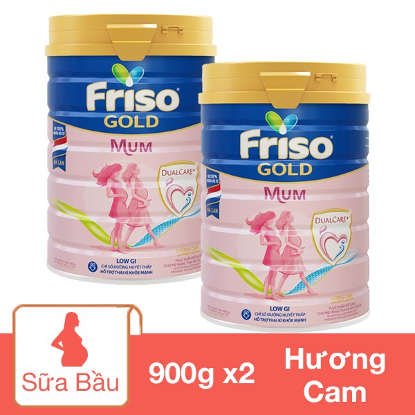 Combo 2 Hộp Sữa Bầu Friso Gold Mum Hương Cam 900G