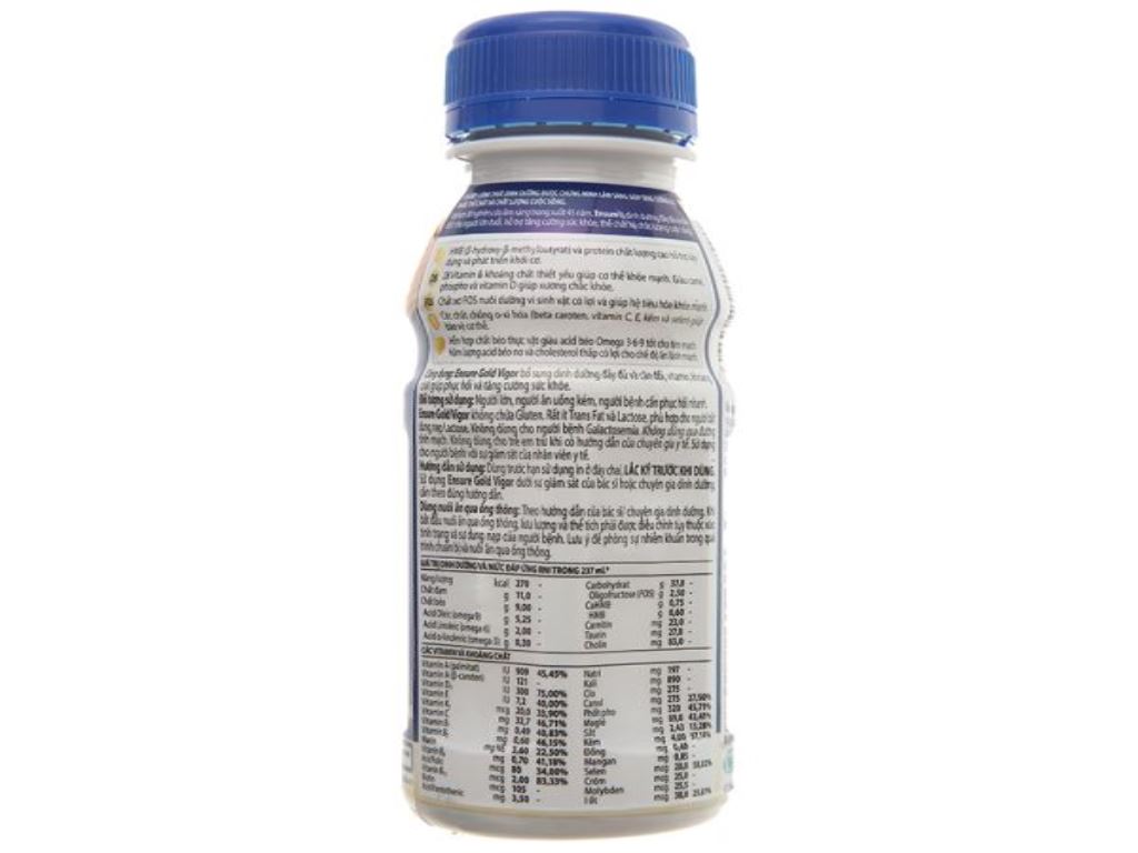 Sữa bột pha sẵn Ensure Gold Vigor vani chai 237ml 8