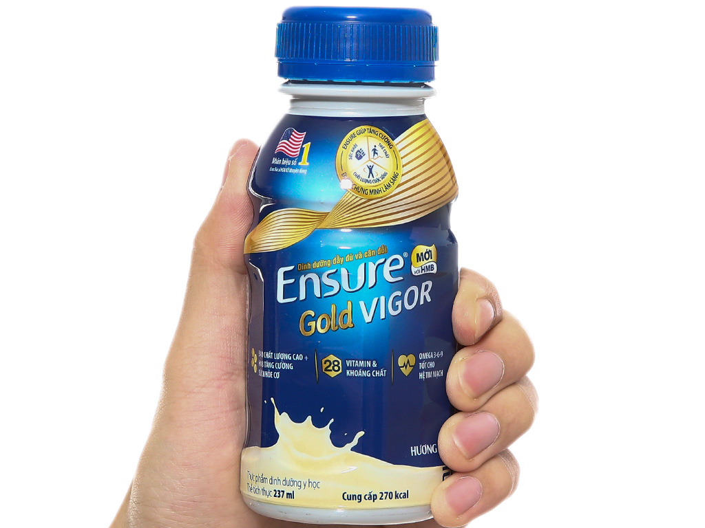 Sữa bột pha sẵn Ensure Gold Vigor vani chai 237ml 11