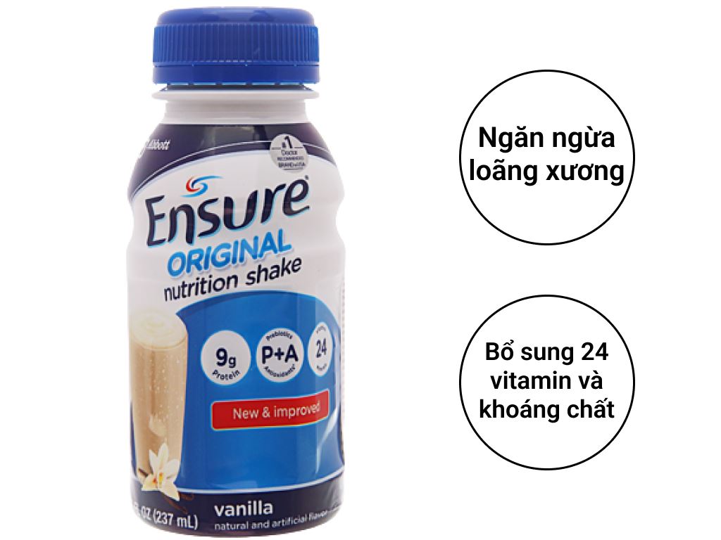 Lốc 6 chai sữa bột pha sẵn Ensure Original vani 237ml 2