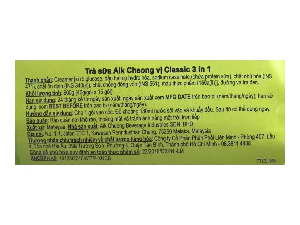 Trà sữa Aik Cheong TehTarik Classic bịch 600g 5