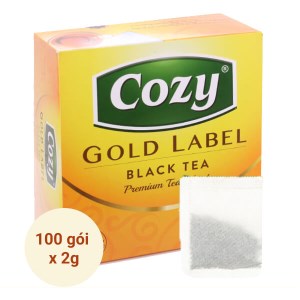 Trà đen Cozy Nhãn Vàng hộp 200g (100 túi x 2g)