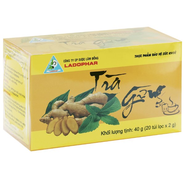 Trà Gừng Ladophar hỗ trợ giảm triệu chứng cảm lạnh hộp 20 túi chaic