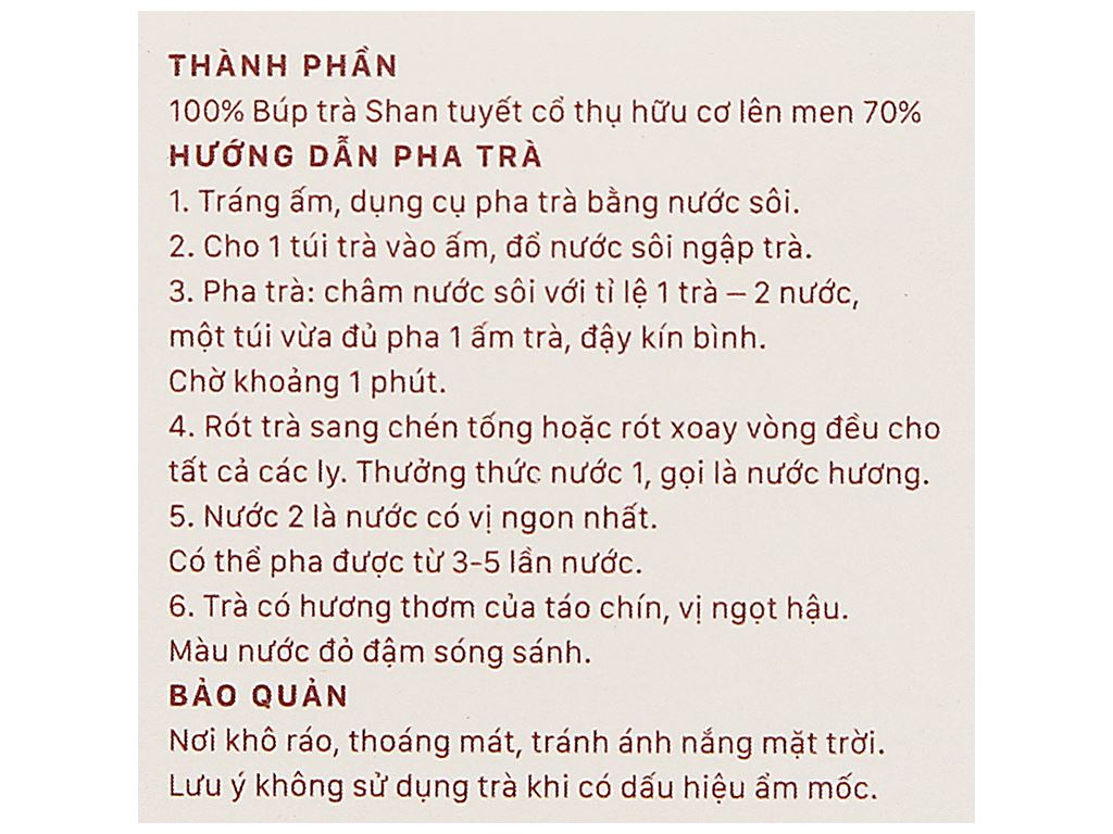 Trà hồng hữu cơ Vherbs Shan Tuyết Cổ Thụ hộp 49g ( 7 gói x 7g ) 5