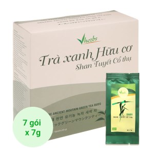Trà xanh hữu cơ Vherbs Shan Tuyết Cổ Thụ hộp 49g (7 gói x 7g)