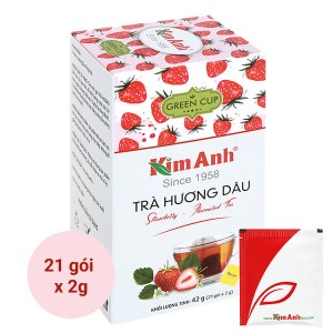 Trà túi lọc Kim Anh hương dâu hộp 42g (21 gói x 2g)