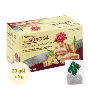 Trà túi lọc LadoActiso gừng sả hộp 40g (20 túi x 2g)