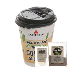 Trà sữa 3 in 1 Golden Tea kèm túi thạch trân châu ly giấy 55g