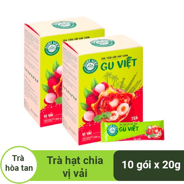 2 hộp trà vải hạt chia Gu Việt 200g