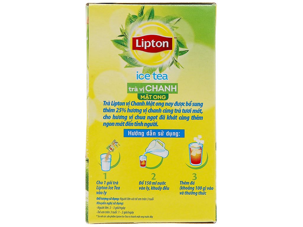 Trà Lipton hòa tan tươi mát tỉnh người thêm 25% hương vị hoa quả vị chanh mật ong hộp 16 túi 14g 11