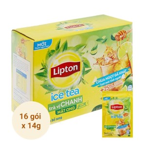 Trà Lipton hòa tan tươi mát tỉnh người thêm 25% hương vị hoa quả vị chanh mật ong hộp 16 túi 14g (16 gói x 14g)
