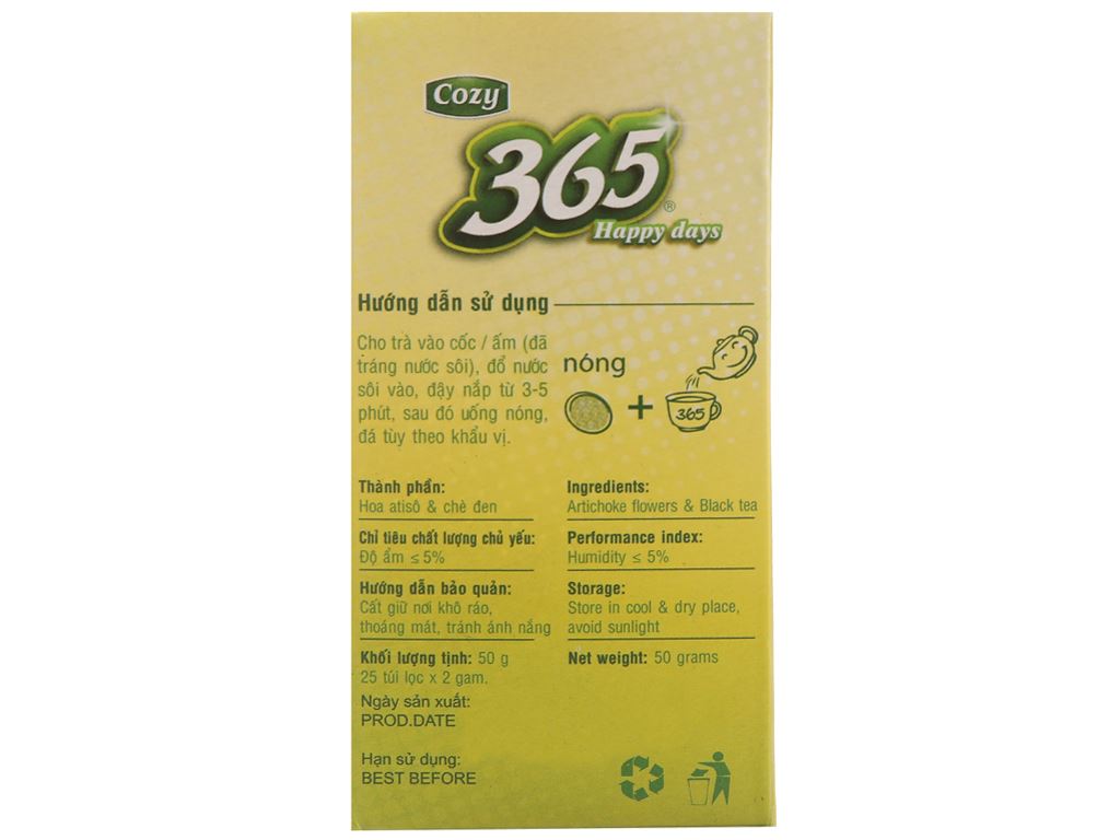 Trà Atisô Cozy 365 Happy Days hộp 50g (25 túi x 2g) 4