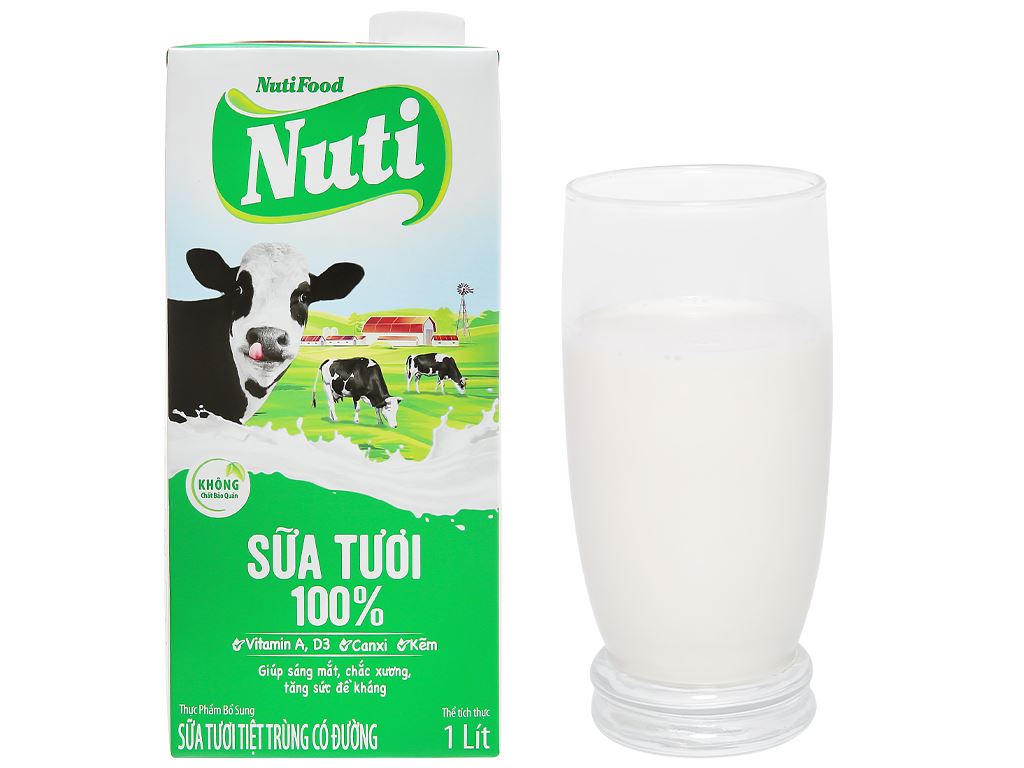 Sữa tươi tiệt trùng có đường Nuti hộp 1 lít 1