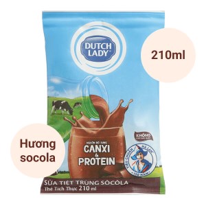 Sữa tiệt trùng socola Dutch Lady Canxi & Protein bịch 210ml