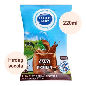 Sữa tiệt trùng socola Dutch Lady Canxi & Protein bịch 220ml