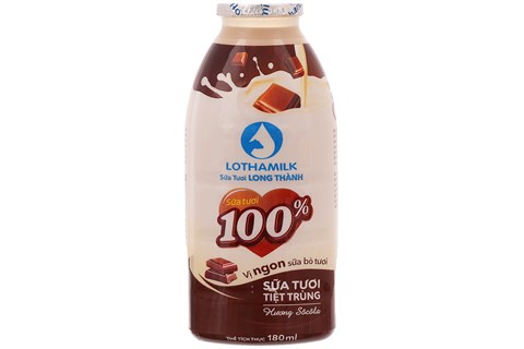 Sữa tươi tiệc trùng Lothamilk hương socola chai 180ml