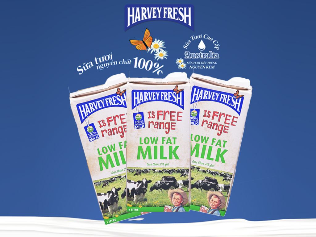 Sữa tươi tiệt trùng ít béo Harvey Fresh hộp 1 lít 2