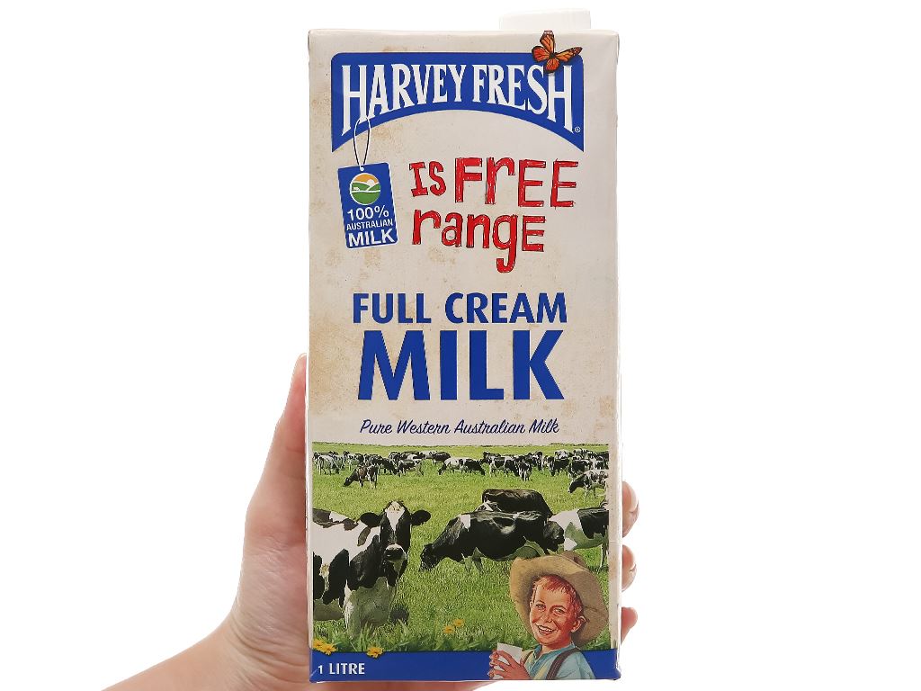 Sữa tươi nguyên kem không đường Harvey Fresh hộp 1 lít 9