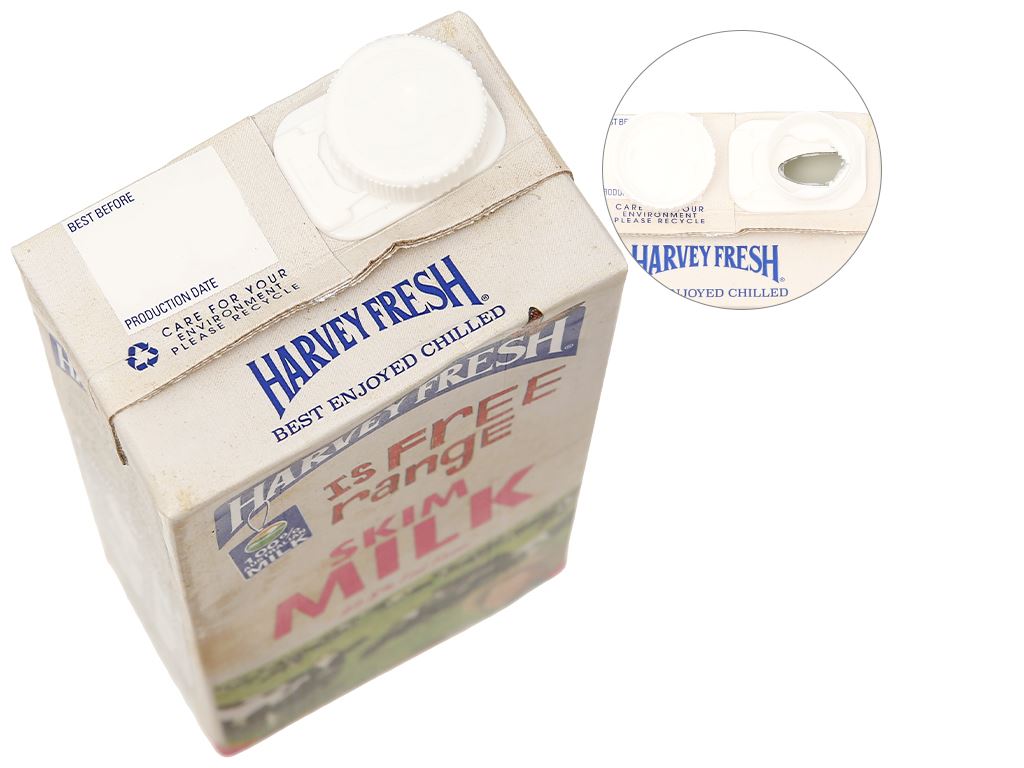 Thùng 12 hộp sữa tươi tiệt trùng tách béo Harvey Fresh Skim Milk 1 lít 7