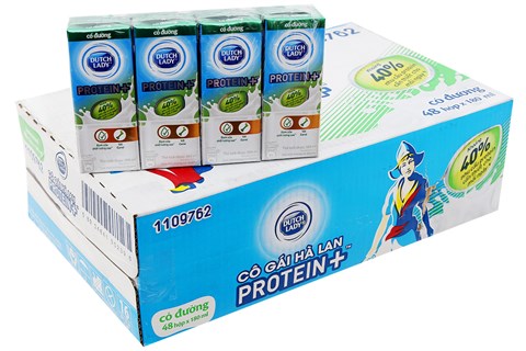 Thùng Sữa tiệt trùng Cô Gái Hà Lan Protein có Đường hộp 180ml (48 hộp)-1