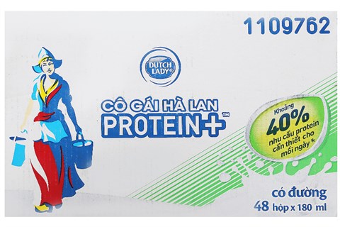 Thùng Sữa tiệt trùng Cô Gái Hà Lan Protein có Đường hộp 180ml (48 hộp)-2
