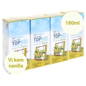 Lốc 4 hộp sữa tươi kem vanilla tự nhiên TH true MILK Top Kid Organic 180ml