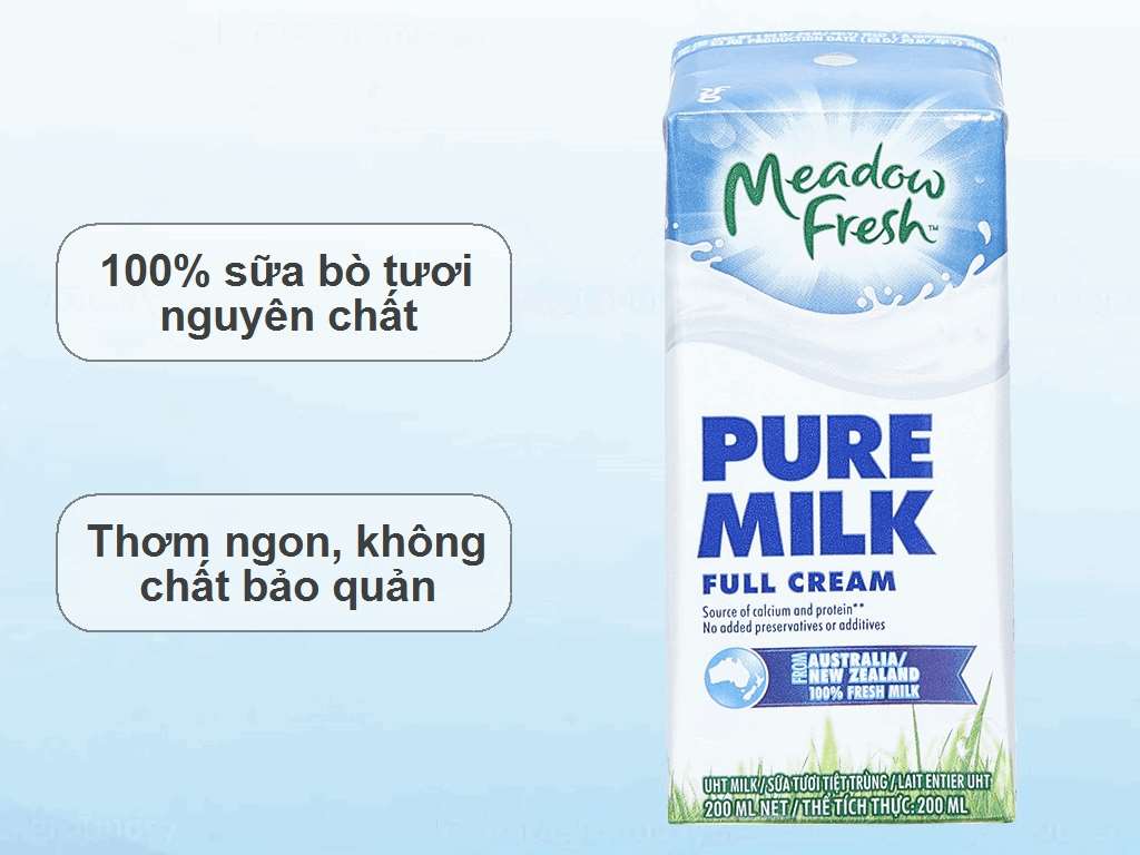 Lốc 3 hộp sữa tươi tiệt trùng nguyên kem Meadow Fresh 200ml 2