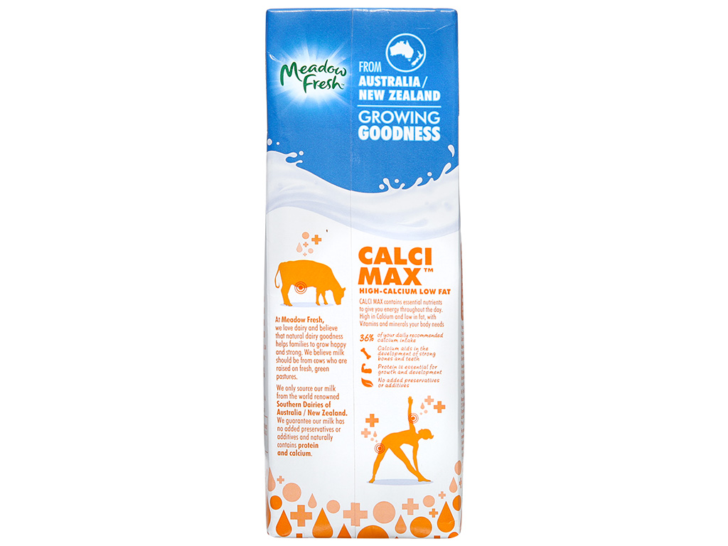 Sữa tươi tiệt trùng giàu canxi ít béo Meadow Fresh hộp 1 lít sản xuất từ Úc 4