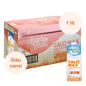 Thùng 12 hộp sữa tươi tiệt trùng giàu canxi ít béo Meadow Fresh 1 lít sản xuất từ Úc