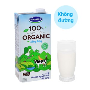 Sữa tươi nguyên chất không đường Vinamilk 100% Organic hộp 1 lít