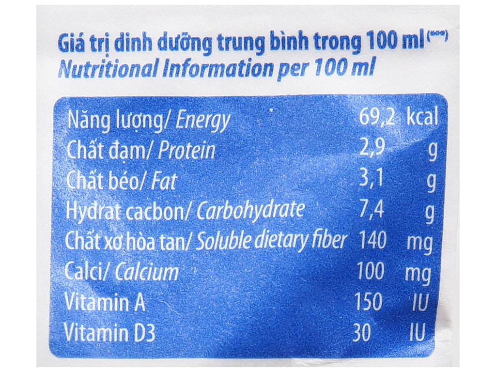 Sữa dinh dưỡng ít đường Vinamilk A&D3 bịch 220ml 9
