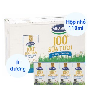 Thùng 48 hộp sữa tươi ít đường Vinamilk 110ml