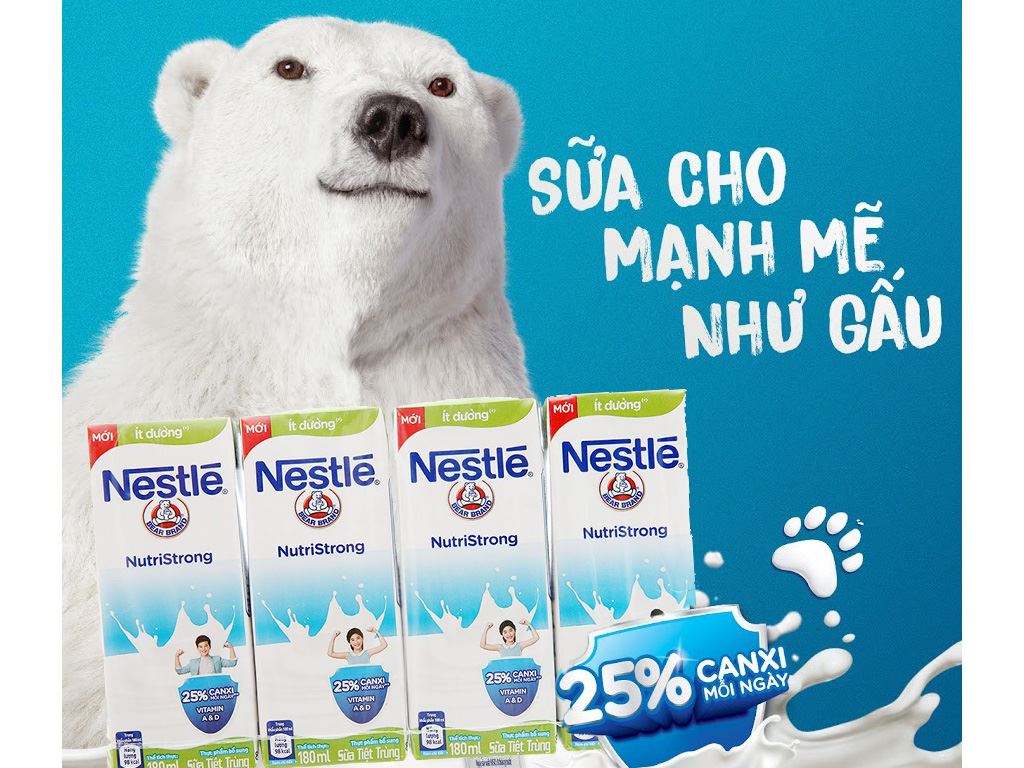 Thùng 48 hộp sữa tiệt trùng ít đường Nestlé NutriStrong 180ml 2