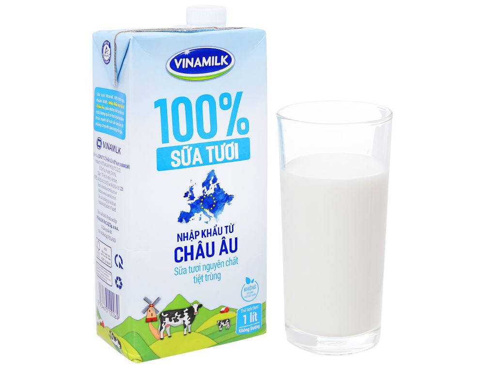 Thùng 12 hộp sữa tươi nguyên chất không đường Vinamilk Nhập khẩu 100% 1 lít 7