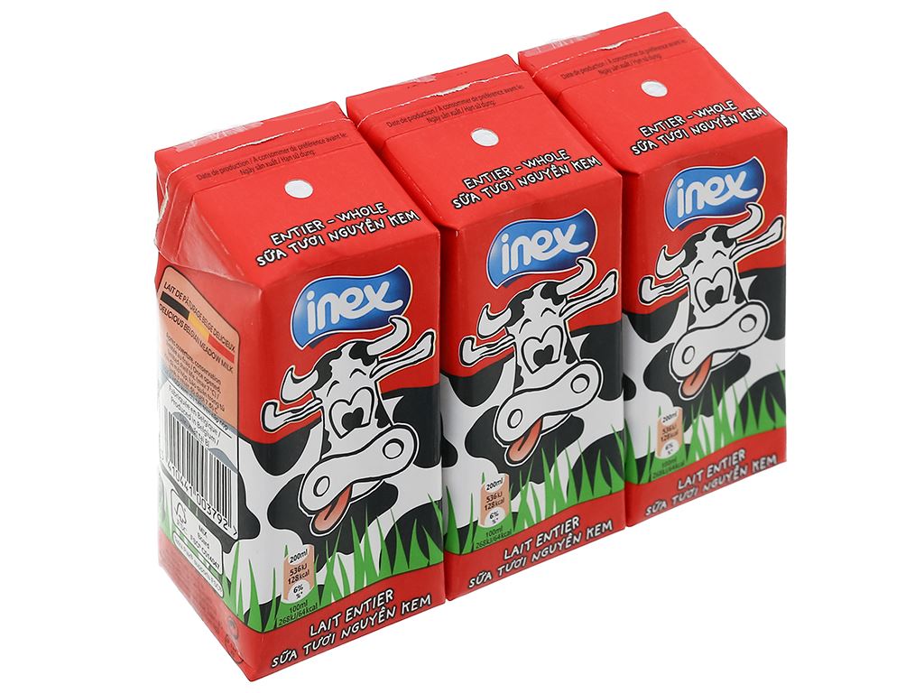 Thùng 24 hộp sữa tươi nguyên kem không đường Inex 200ml 3