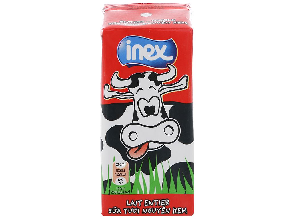 Thùng 24 hộp sữa tươi nguyên kem không đường Inex 200ml 6