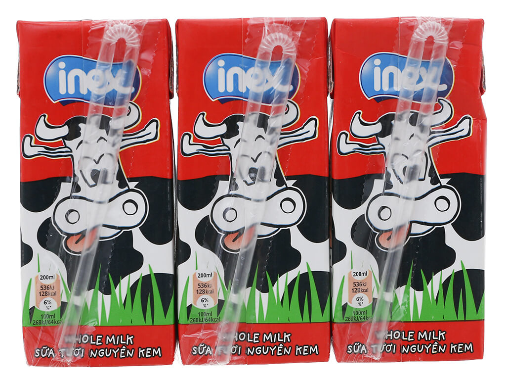 Thùng 24 hộp sữa tươi nguyên kem không đường Inex 200ml 4