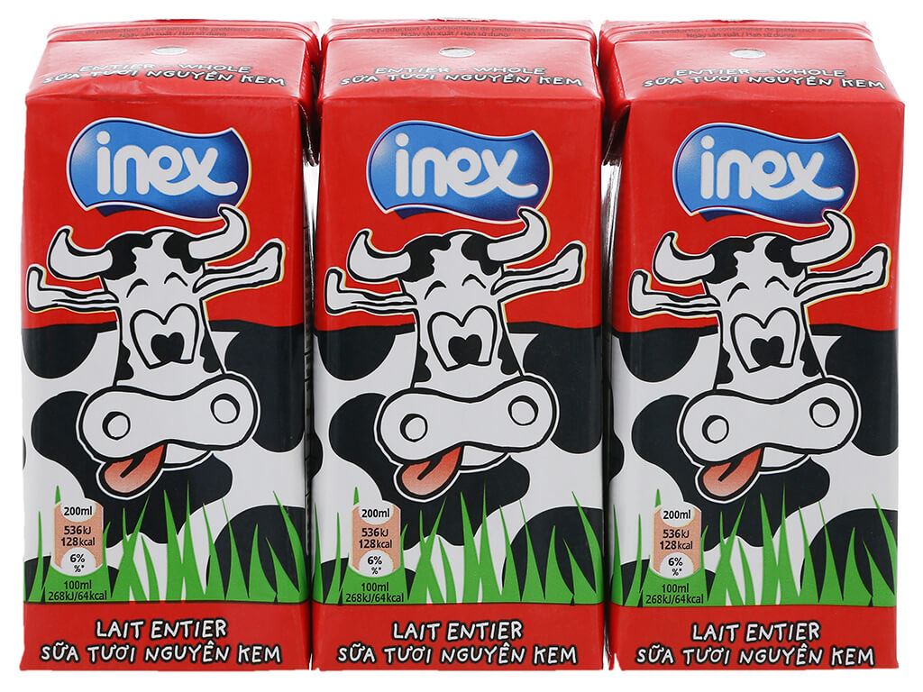 Thùng 24 hộp sữa tươi nguyên kem không đường Inex 200ml 4
