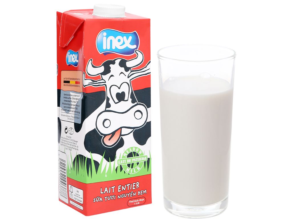 Sữa tươi nguyên kem không đường Inex hộp 1 lít 8