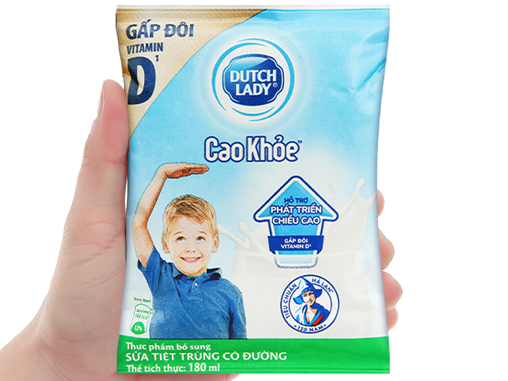 Thùng 24 bịch sữa tiệt trùng có đường Dutch Lady Cao Khoẻ 180ml 9